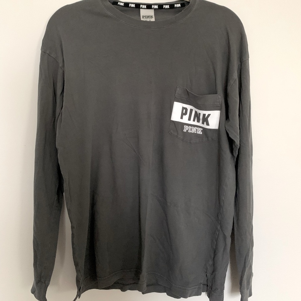 Pink Grey Oversized long sleeve t-shirt